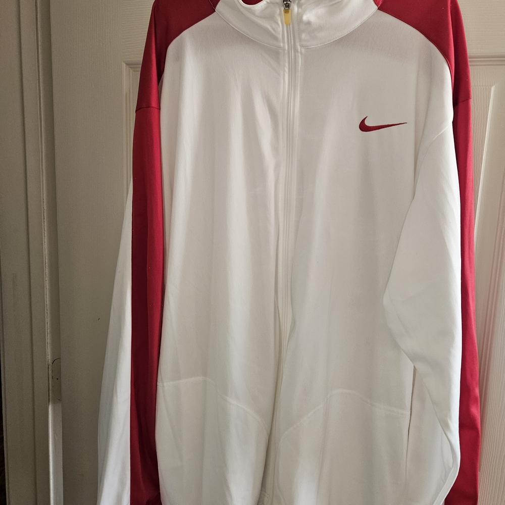 Nike White and Red Zip-Up Jacket Size 3XL